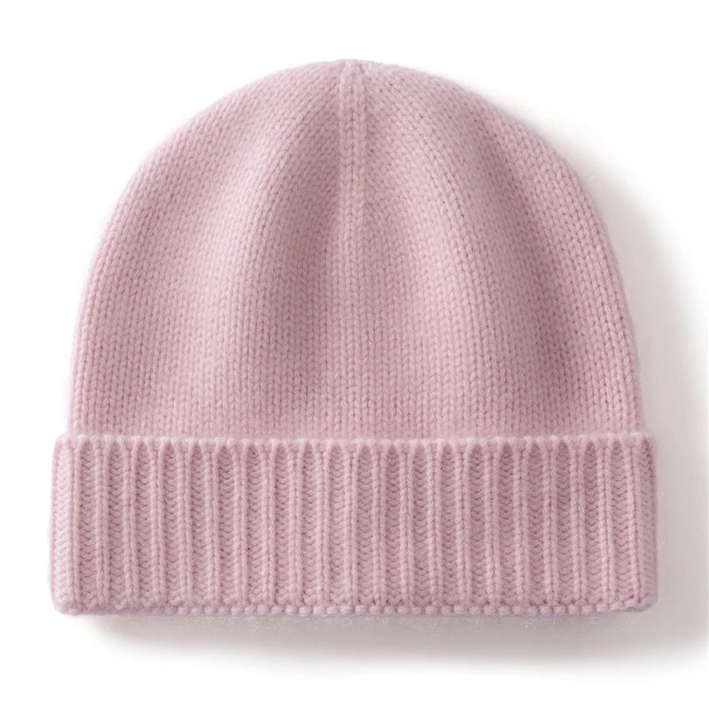 100% Cashmere Knitted Hat with Ear Protection