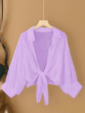 Women's Plus Size Front-Tie Loose Shirts
