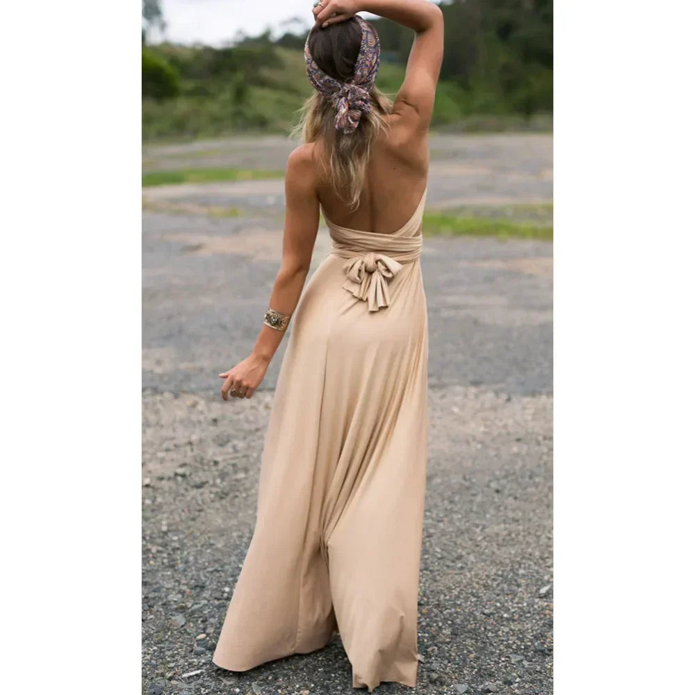 Women's V-neck Strappled Long Dress