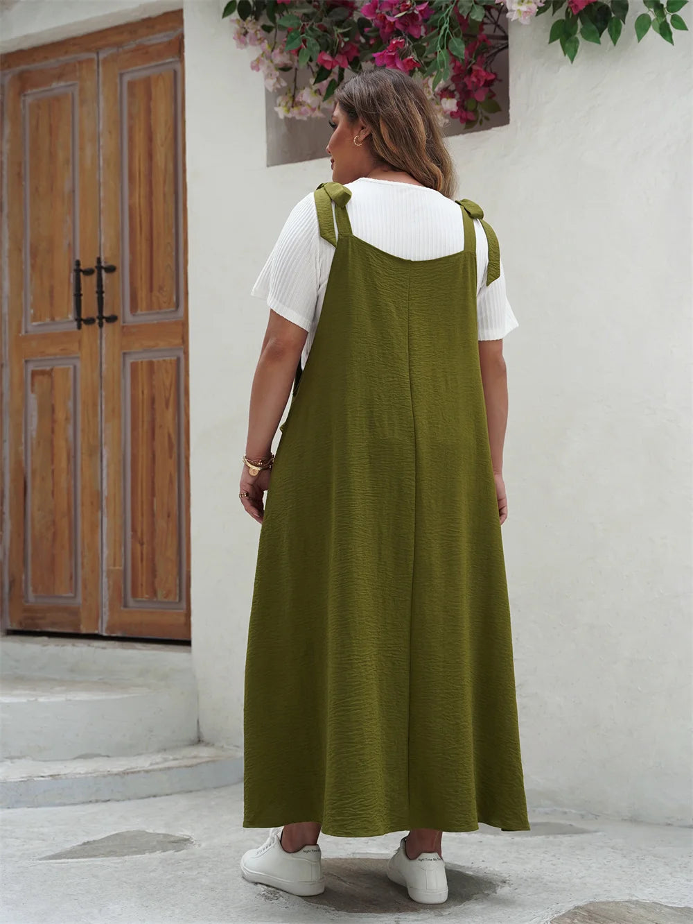 Plus Size Solid Overalls Maxi Dress For Women
