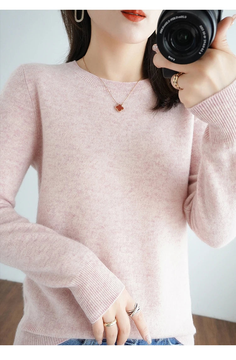 Cashmere Crew Neck Pullover Knit Sweater