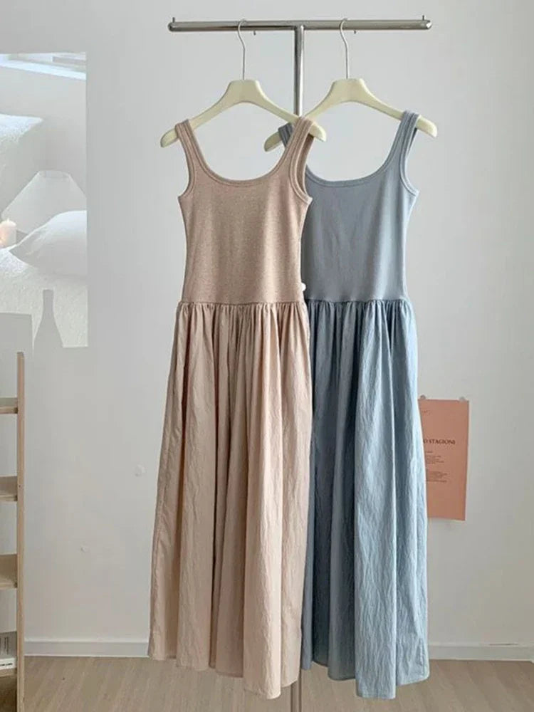 Women's Vintage Sleeveless Square Neck Dress