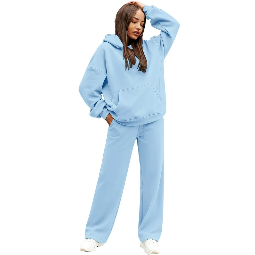 2 PiecePullover Tops And Wide Leg Pants Sweatsuit