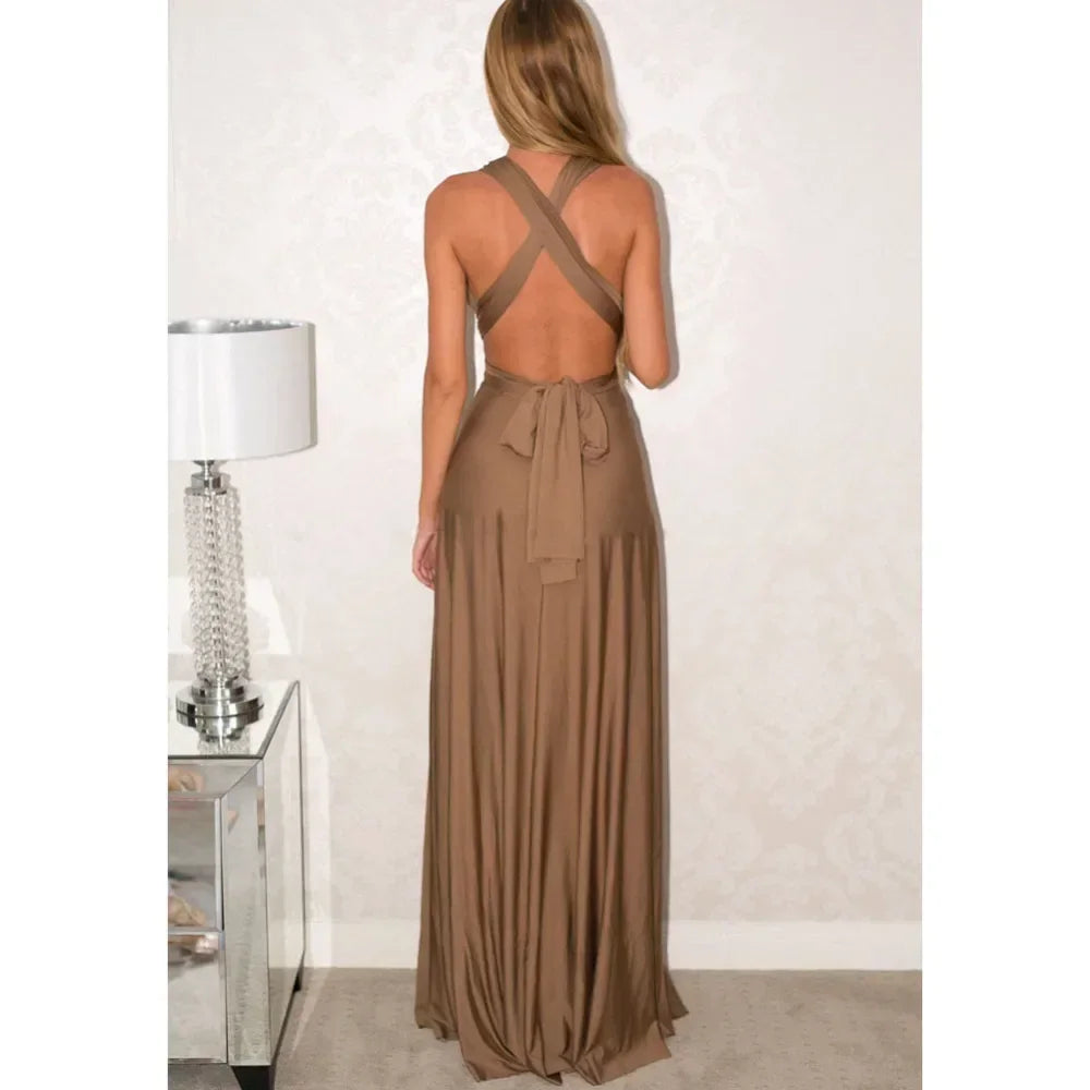 Women's V-neck Strappled Long Dress