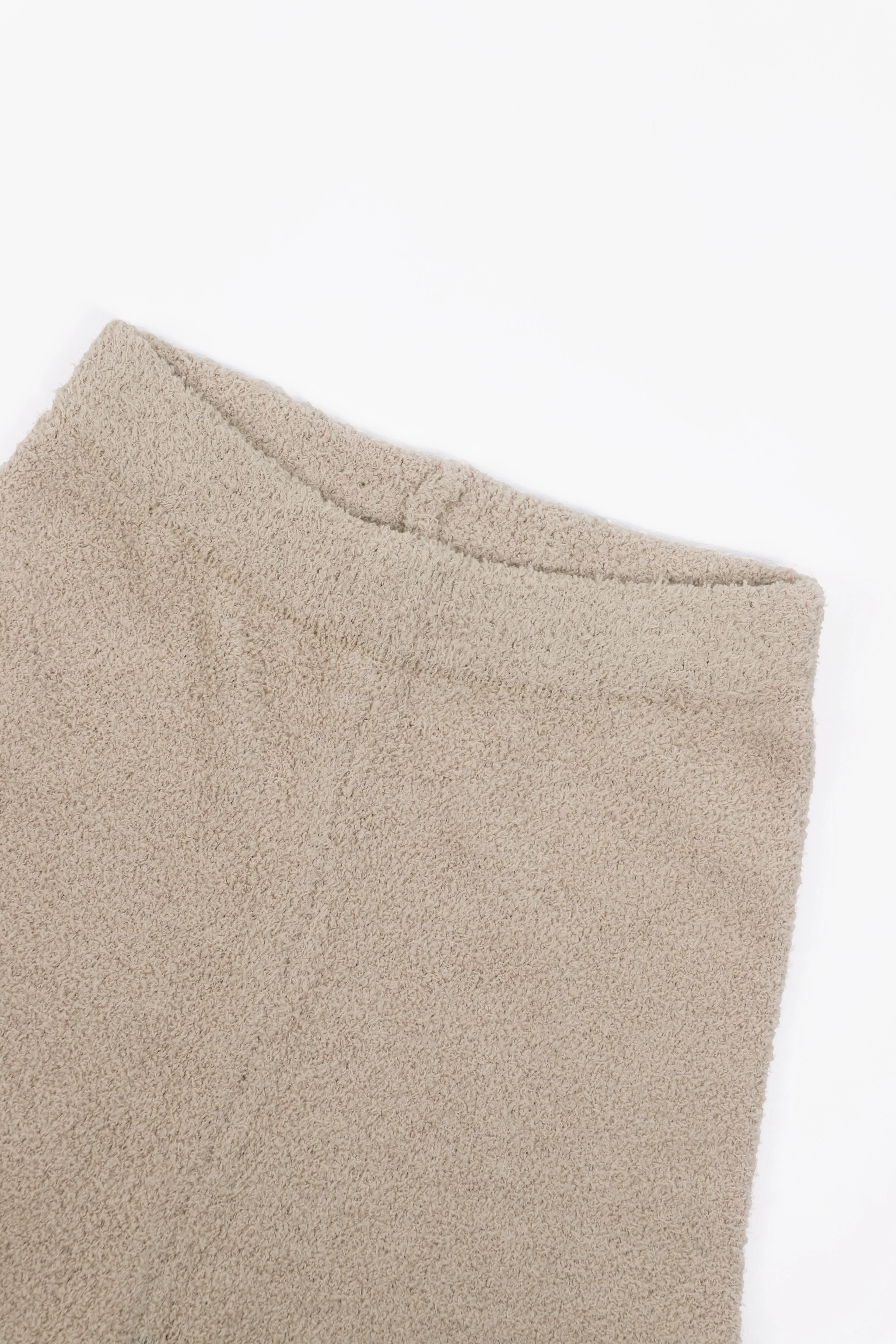 Beige Casual Oversized Knit Two-Piece Set with Half-Zip Sweater And Wide-Leg
