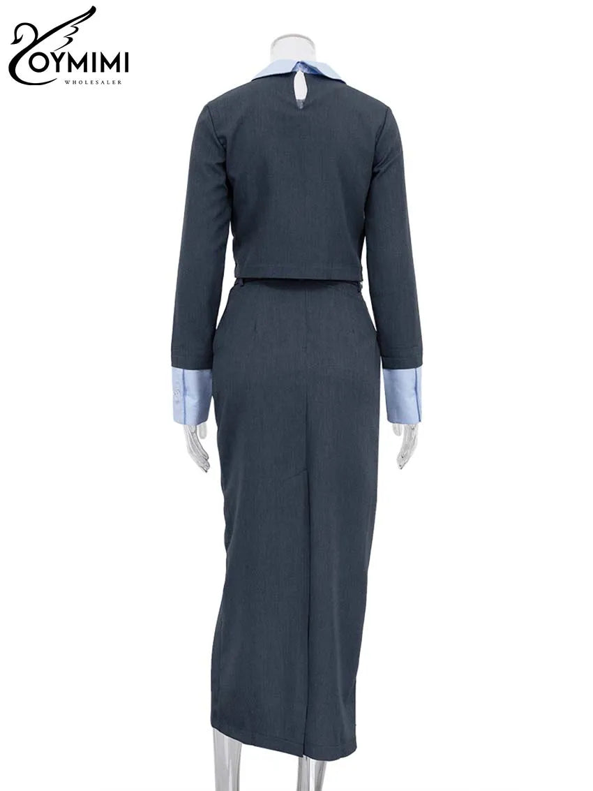 Gray Office 2 Piece Skirt Set