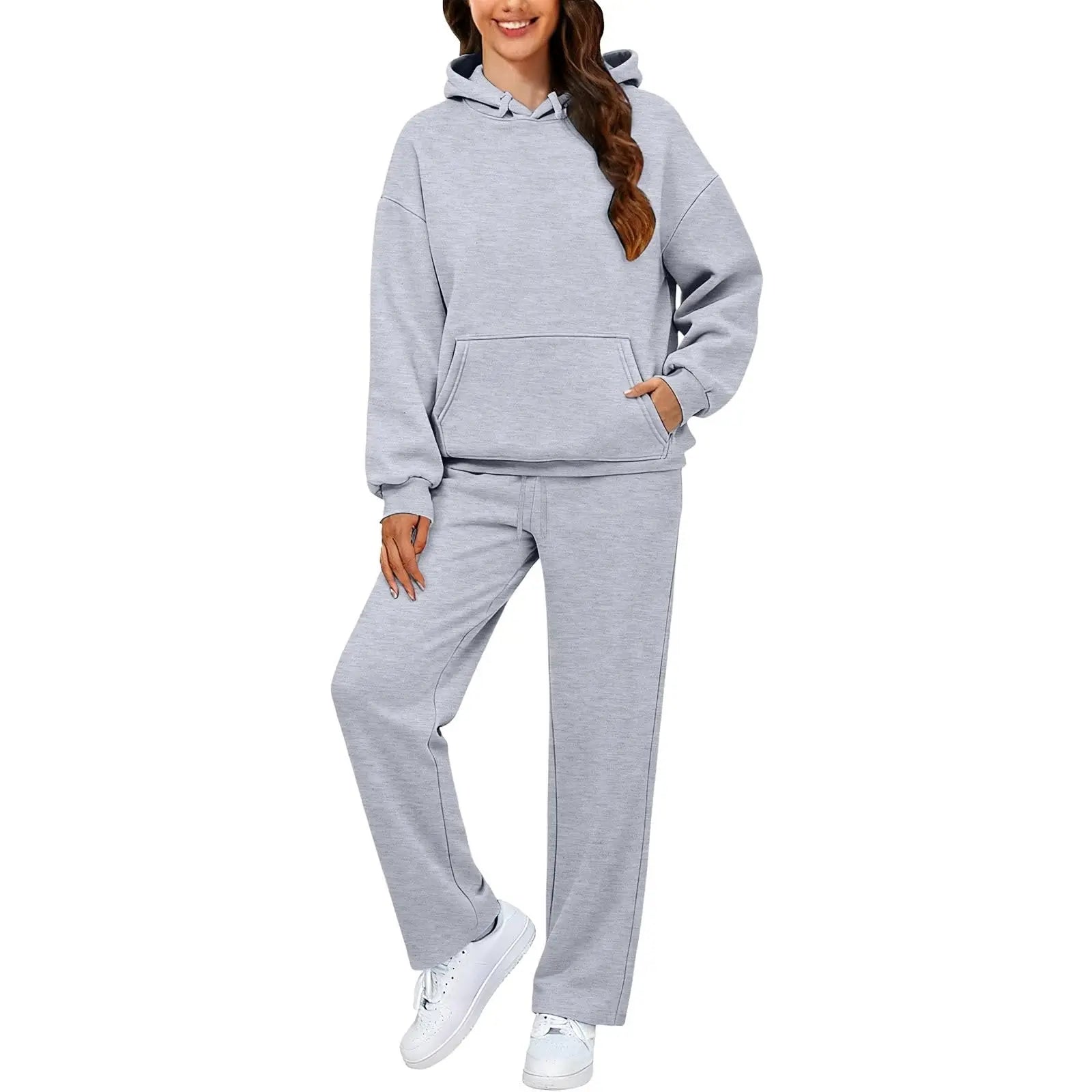 2 PiecePullover Tops And Wide Leg Pants Sweatsuit