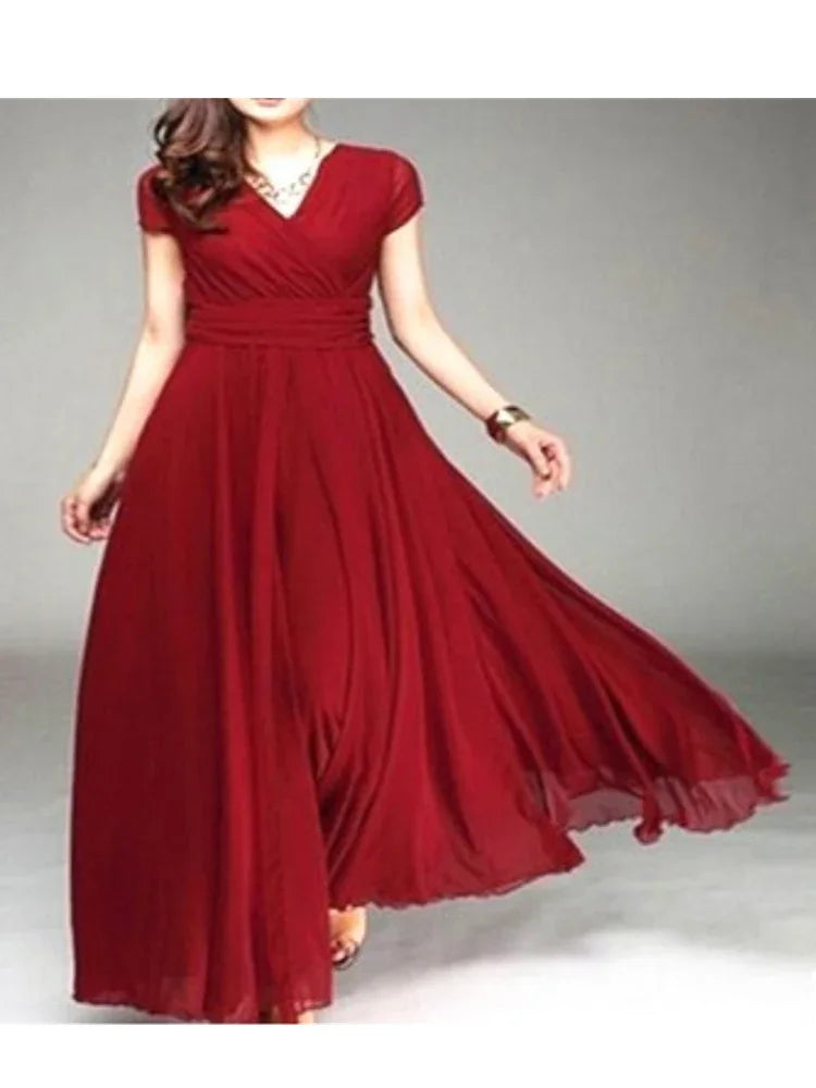 Women's Short Sleeve Chiffon Dress
