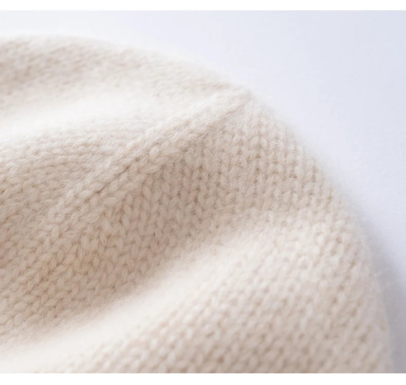 100% Cashmere Knitted Hat with Ear Protection