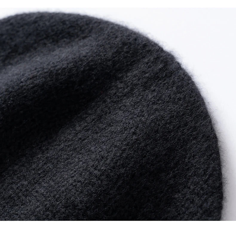100% Cashmere Knitted Hat with Ear Protection