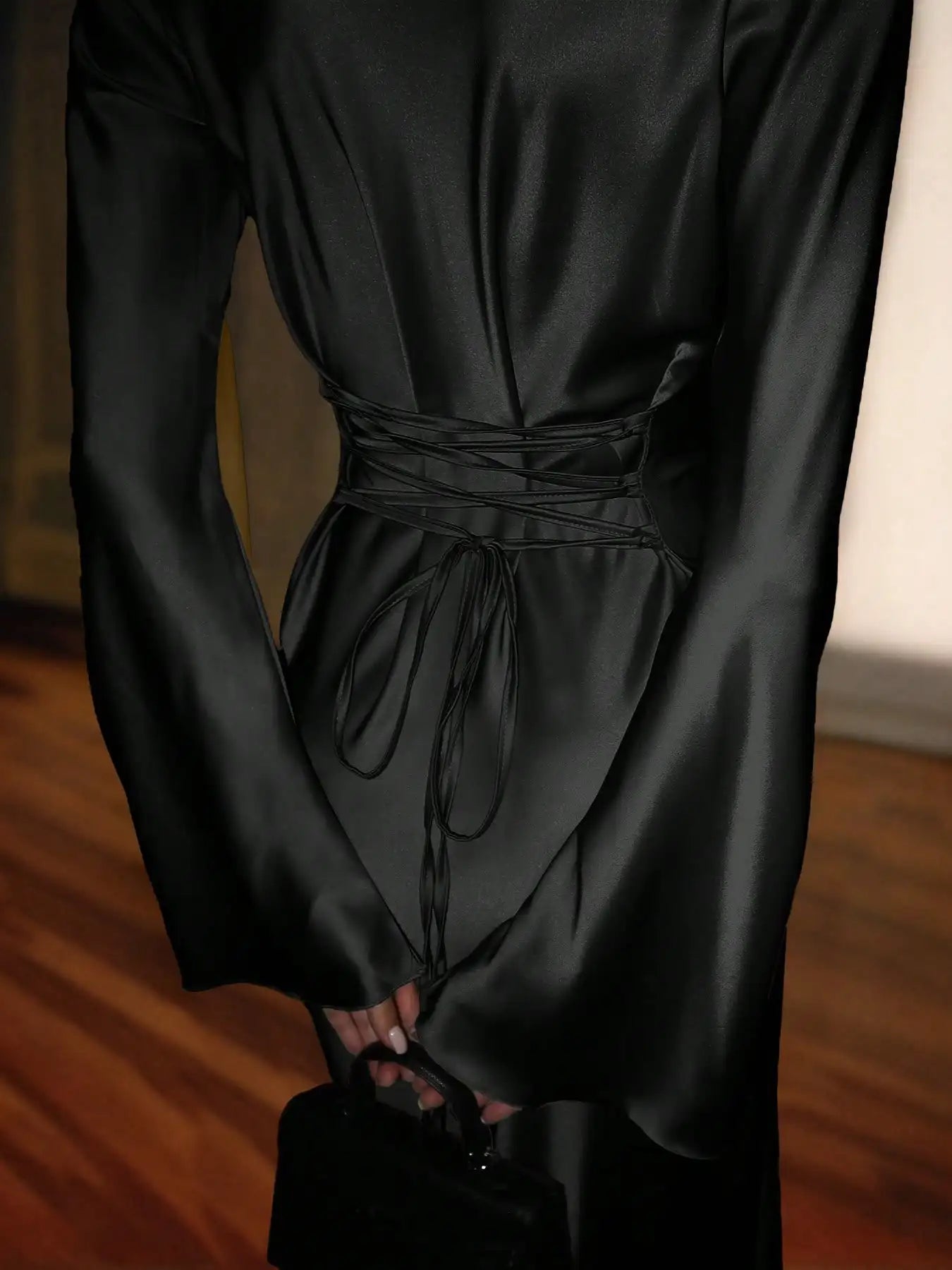 Satin Long Sleeve Maxi Dress