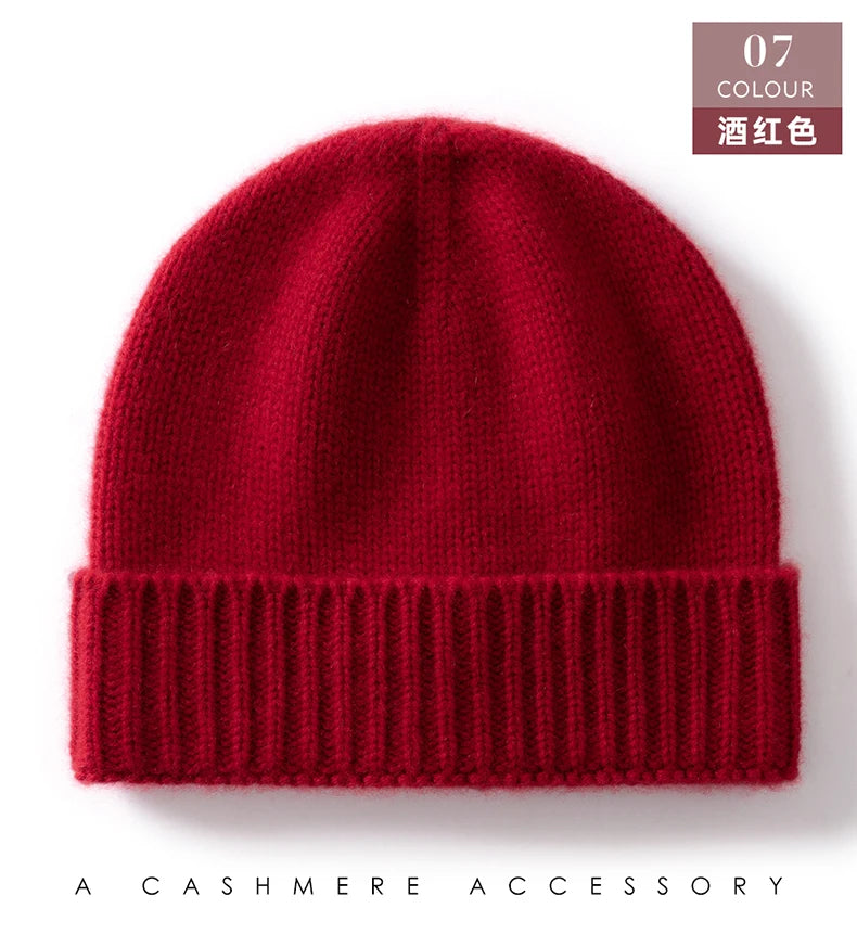 100% Cashmere Knitted Hat with Ear Protection