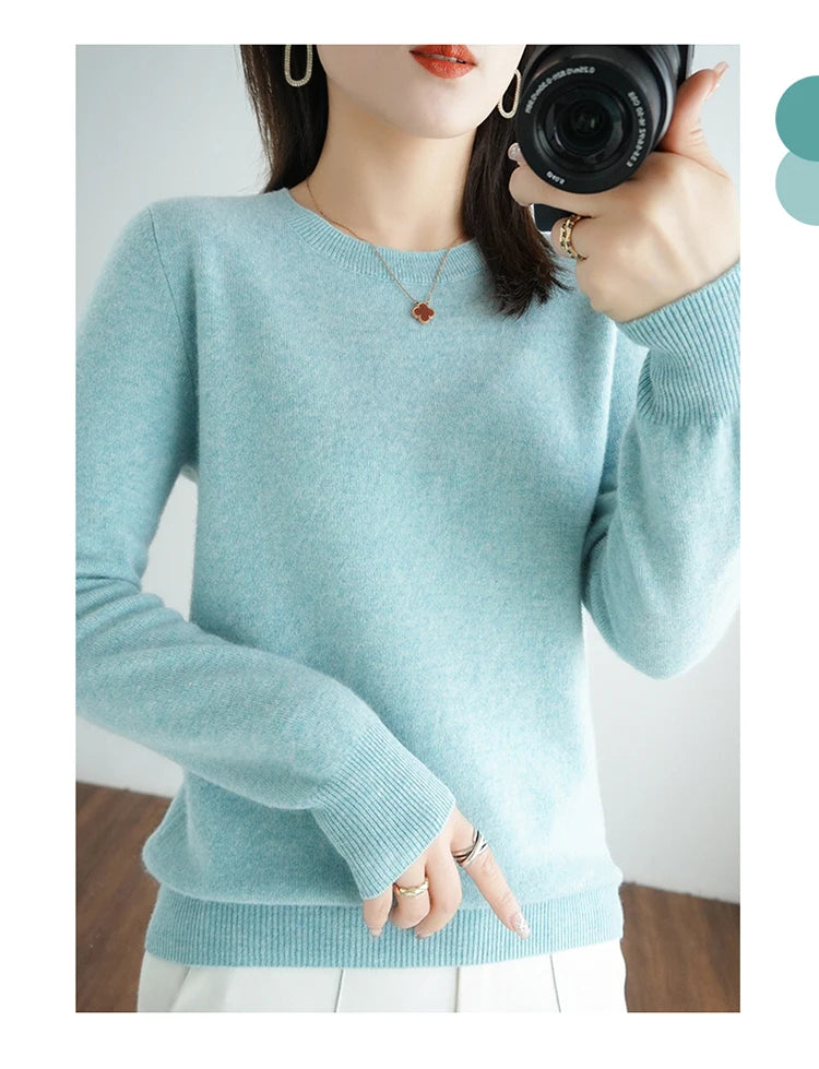 Cashmere Crew Neck Pullover Knit Sweater