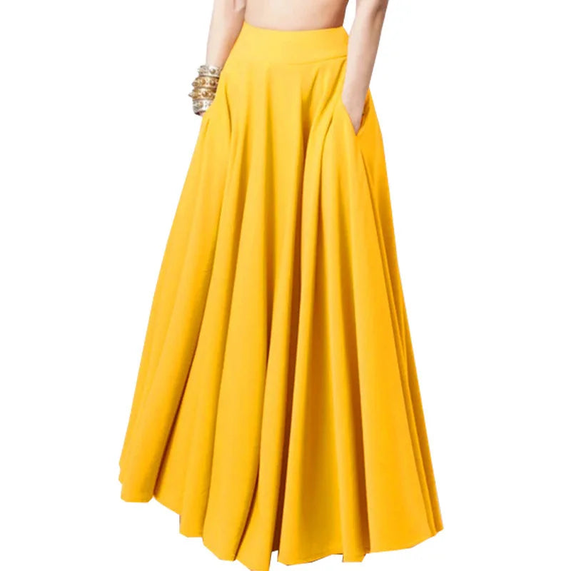Breathable Half Body Pleated Skirt Micro Elastic Polyester Long Dresses