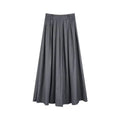 Black Pleated High-Waist Long Skirt