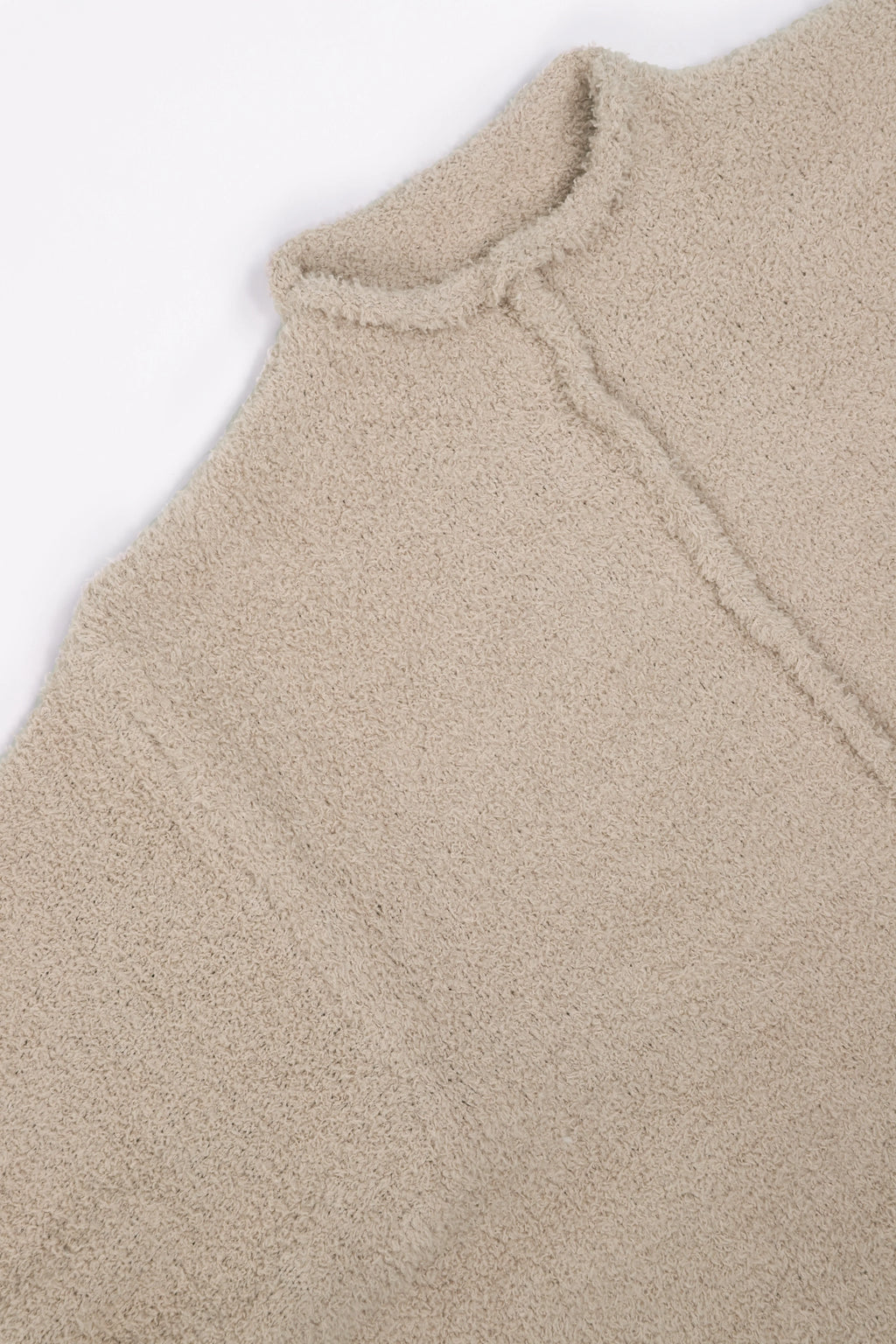 Beige Casual Oversized Knit Two-Piece Set with Half-Zip Sweater And Wide-Leg