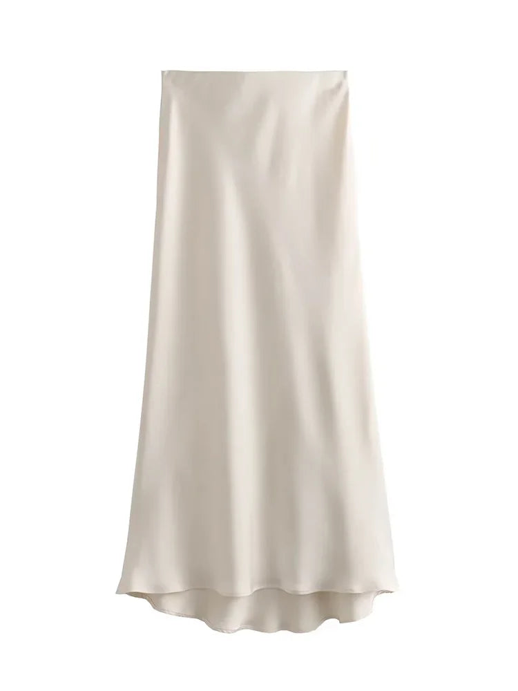 Black Satin High-Waisted Skirt