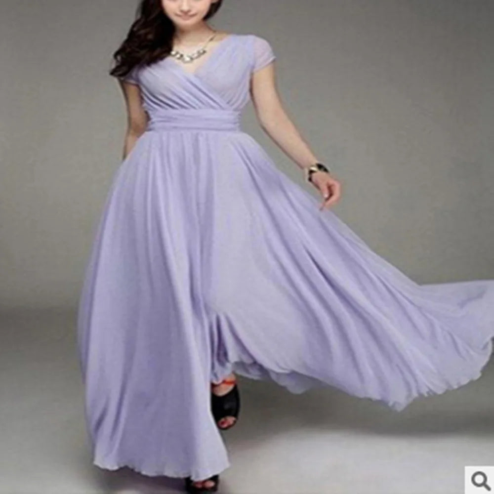 Women's Short Sleeve Chiffon Dress