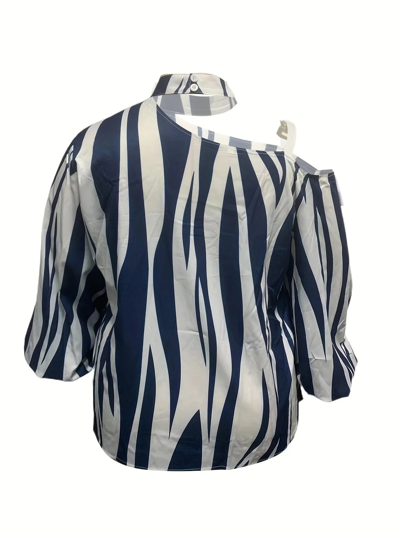 Plus Size Women's Long Sleeve One Shoulder Blouses & Shirts