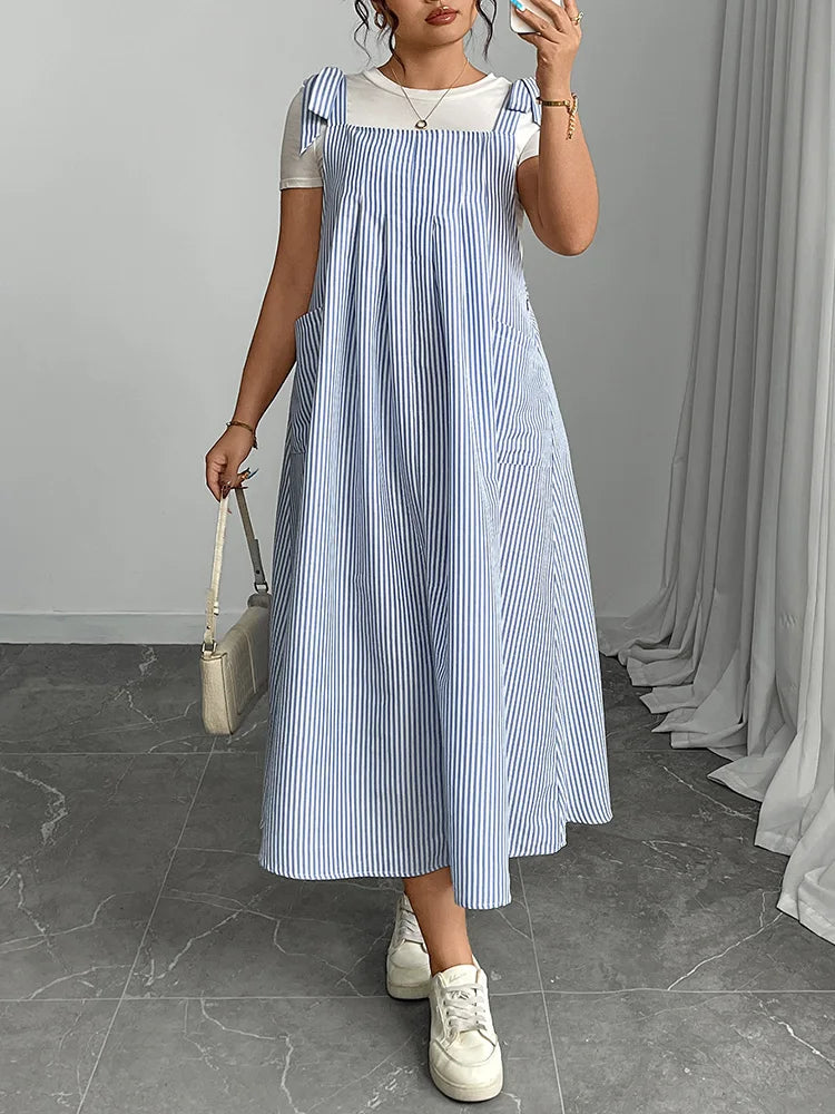 Plus Size Solid Overalls Maxi Dress For Women
