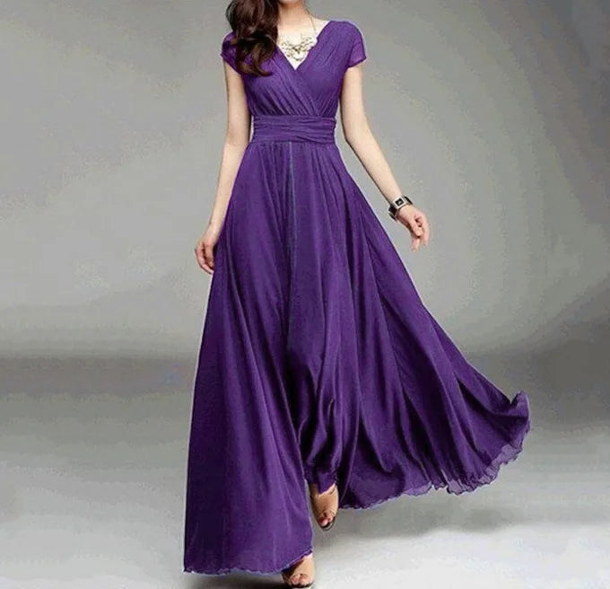 Women's Short Sleeve Chiffon Dress