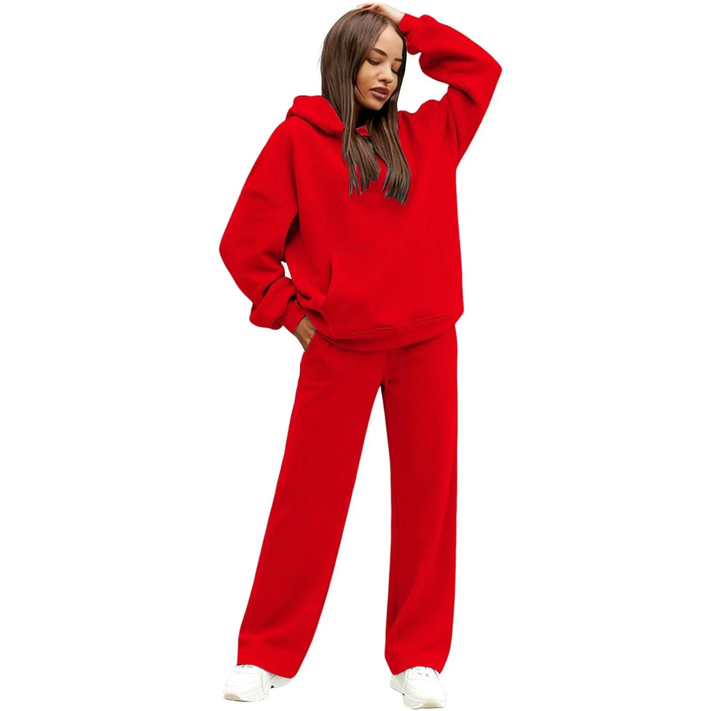 2 PiecePullover Tops And Wide Leg Pants Sweatsuit