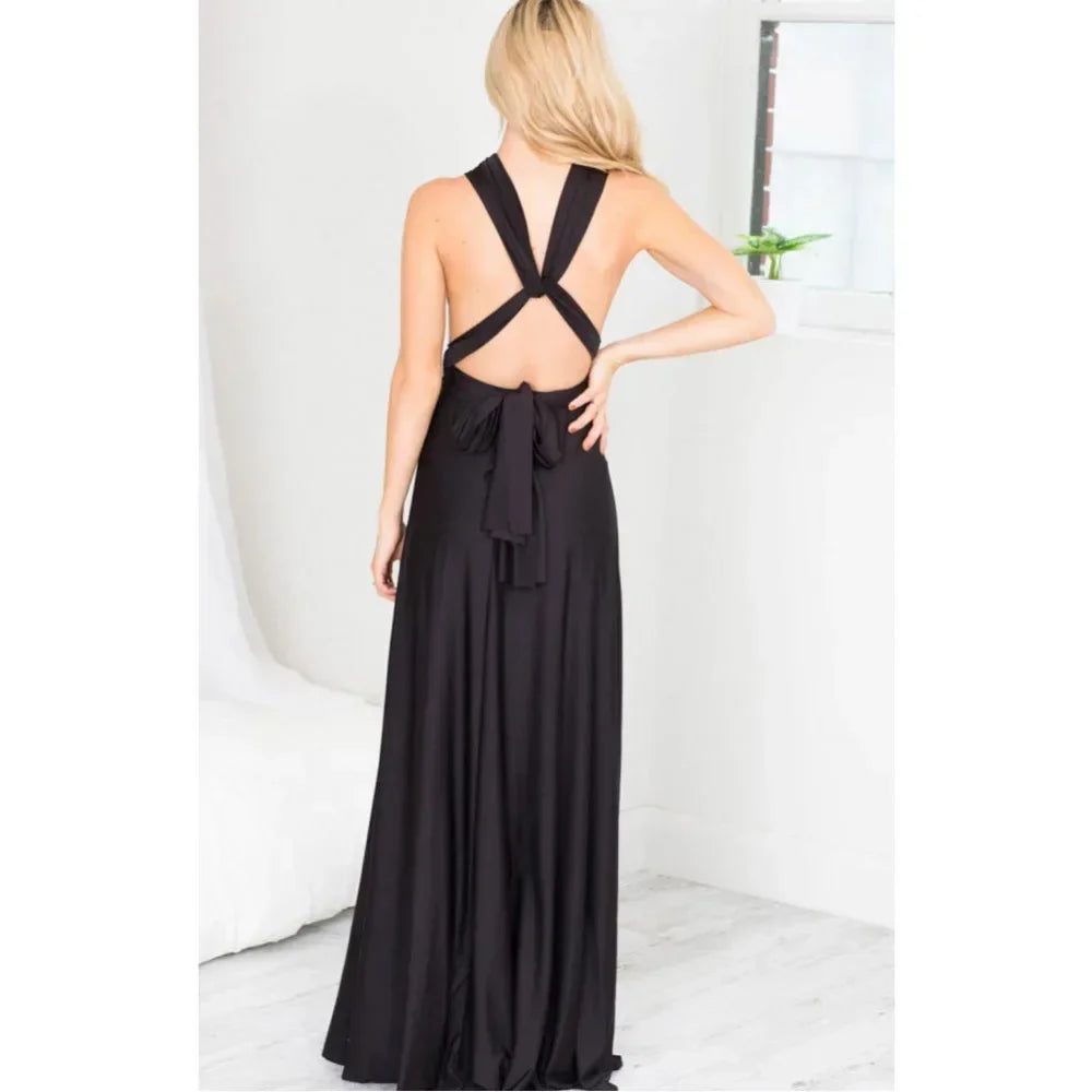 Women's V-neck Strappled Long Dress