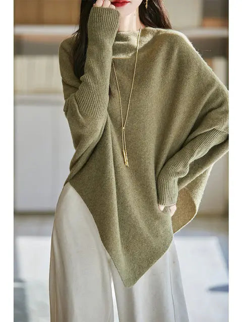 100% Merino Wool Triangle, Boat Neck Pullover Sweater