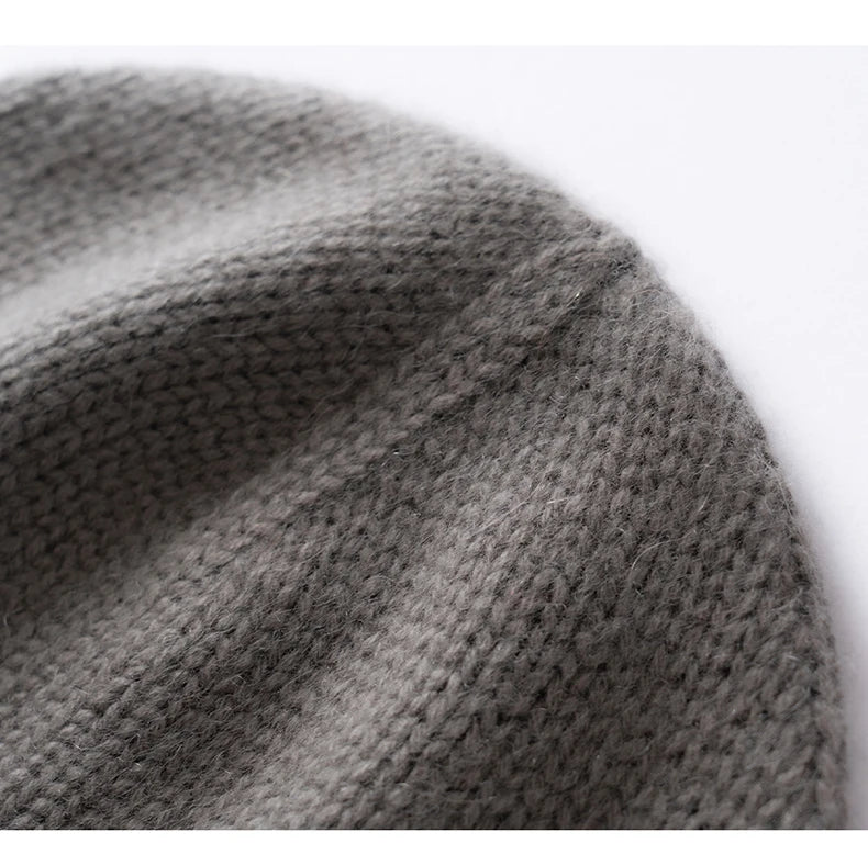 100% Cashmere Knitted Hat with Ear Protection