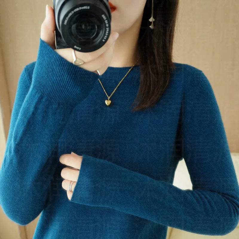 Cashmere Crew Neck Pullover Knit Sweater