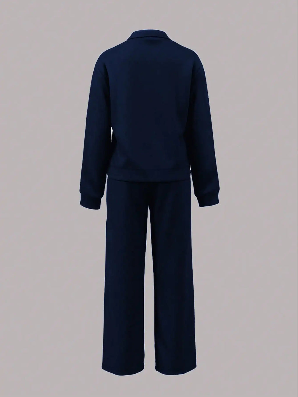 Women's Navy Blue & White Contrast Stripe 2-Piece Track Suit Set