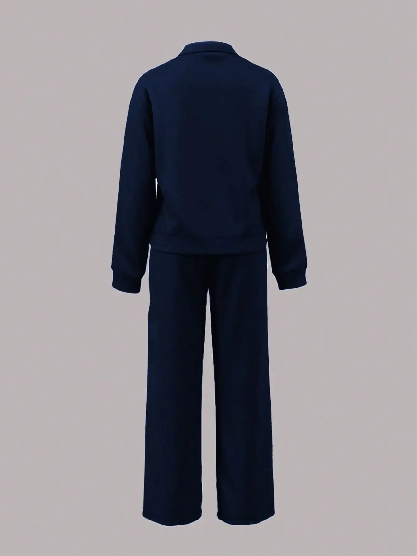 Women's Navy Blue & White Contrast Stripe 2-Piece Track Suit Set