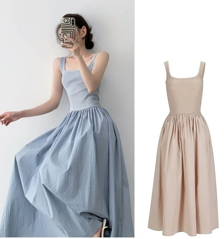 Women's Vintage Sleeveless Square Neck Dress