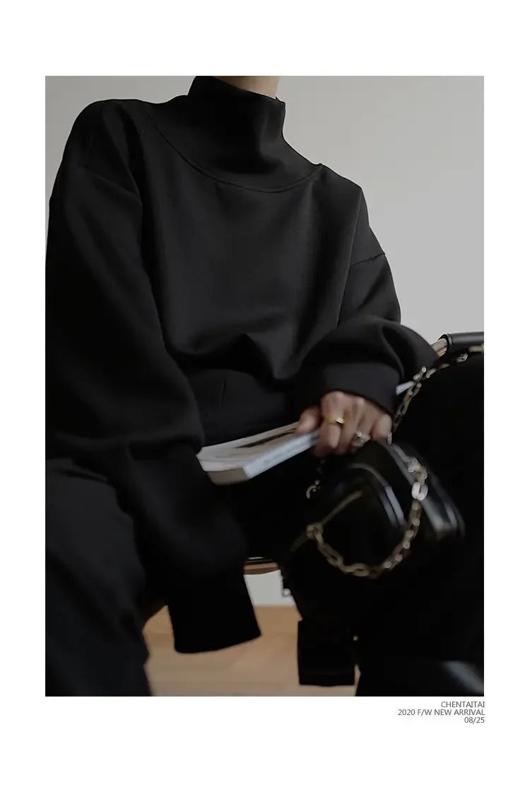 High Collar Long Loose Sleeve Top