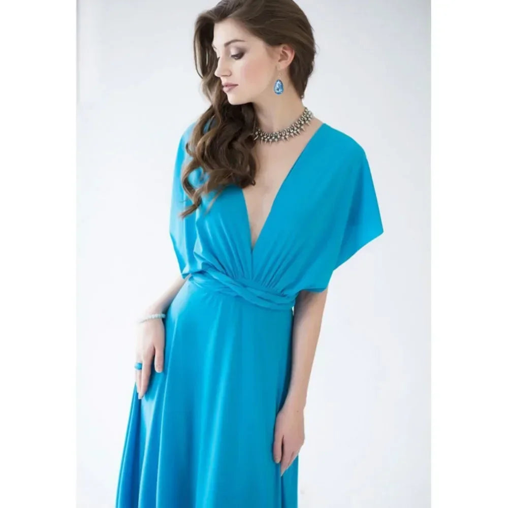 Women's V-neck Strappled Long Dress