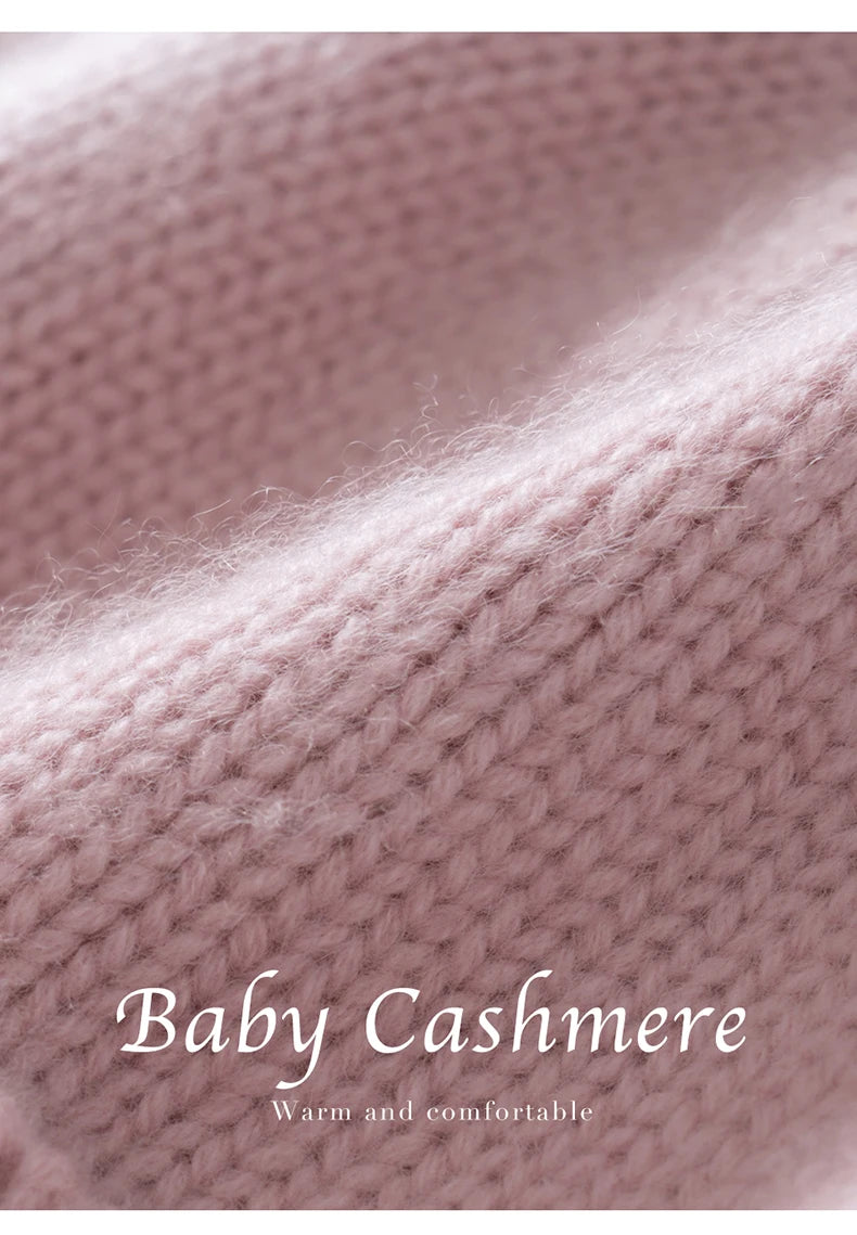 100% Cashmere Knitted Hat with Ear Protection