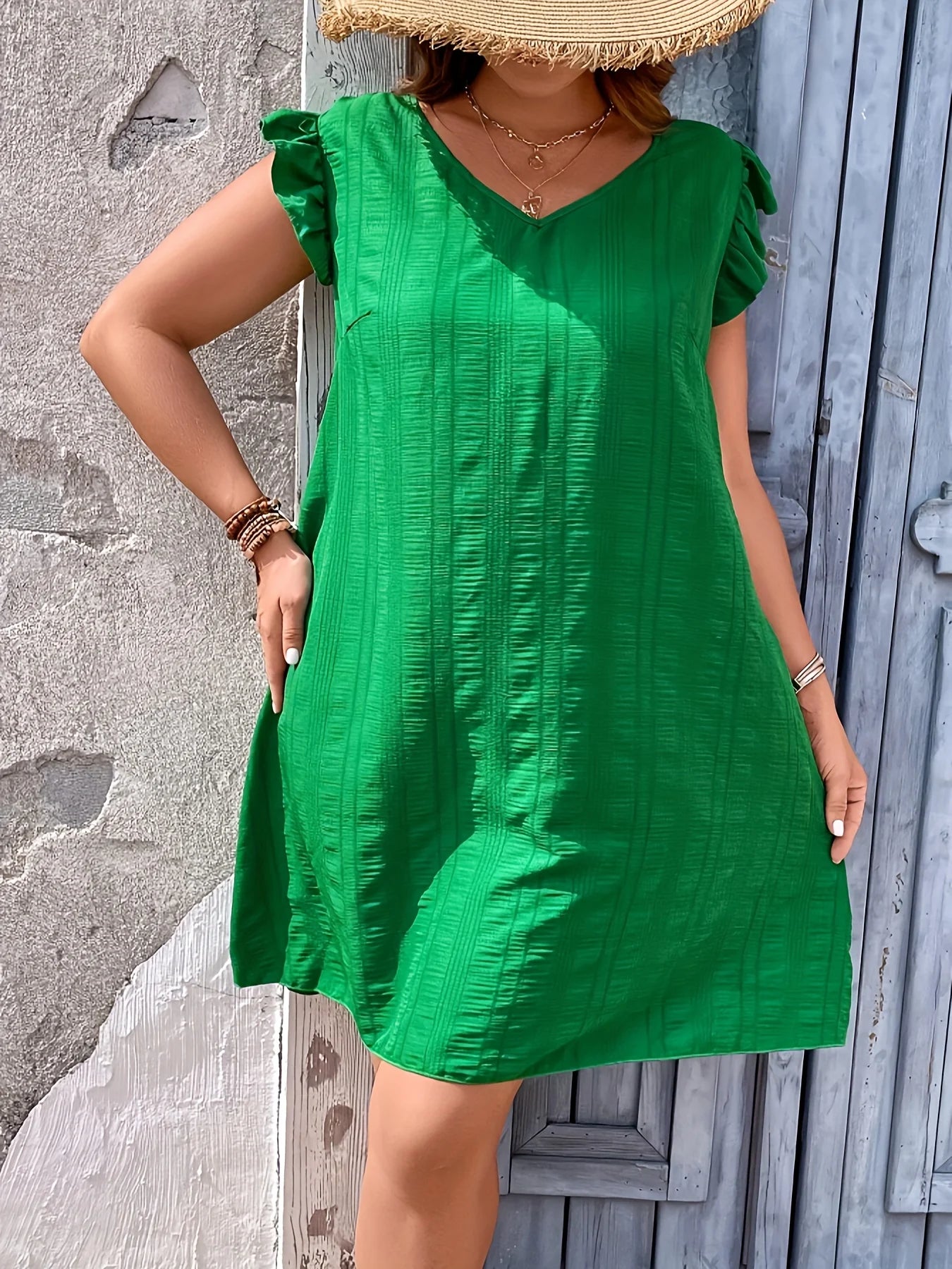 Plus Size Women's Open Back w/V-Neck Loose Dress