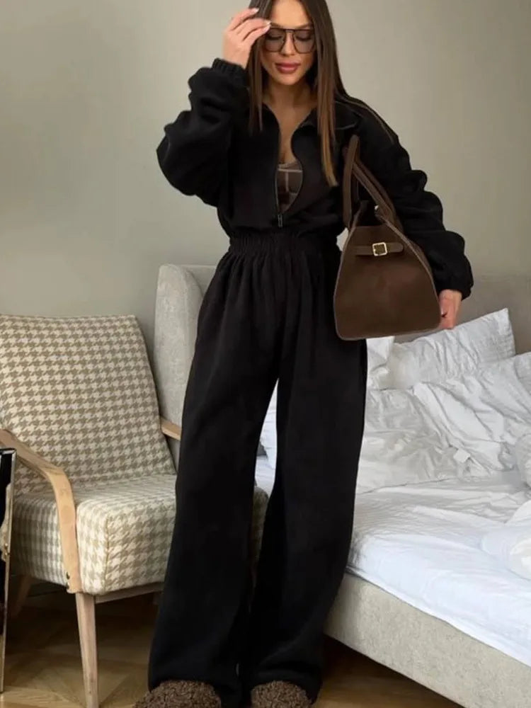 Sporty Long Sleeve Half-Zip Sports Jumpsuit with Lapel