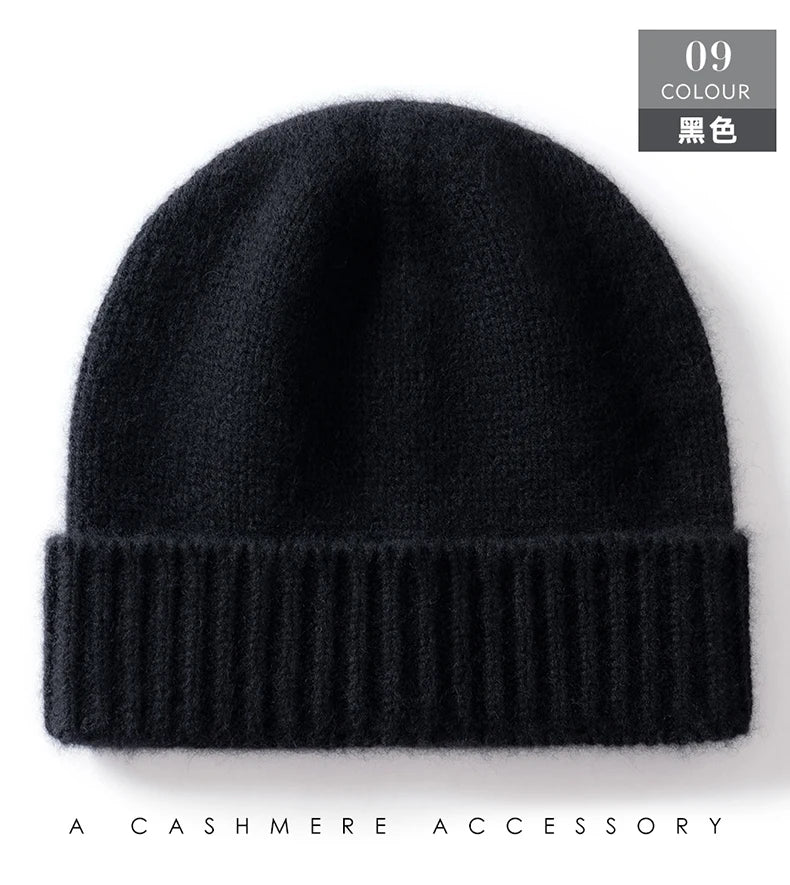 100% Cashmere Knitted Hat with Ear Protection