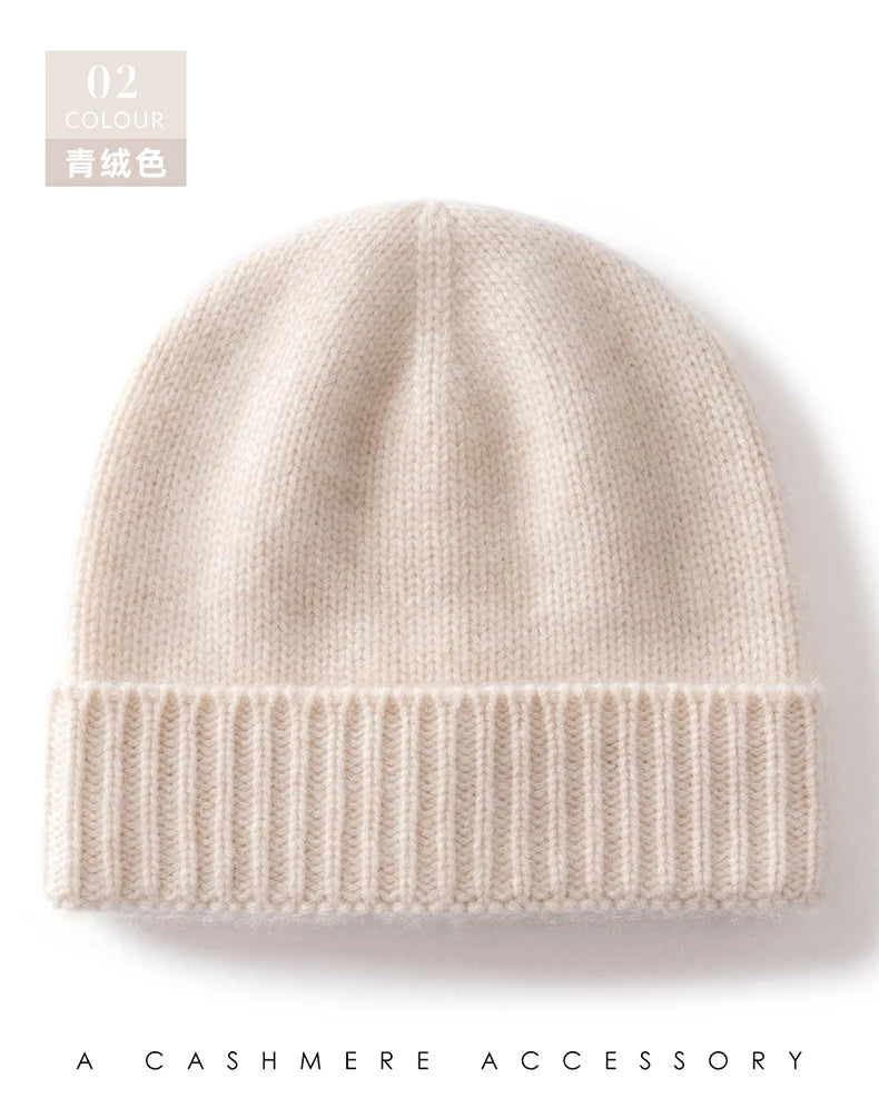 100% Cashmere Knitted Hat with Ear Protection