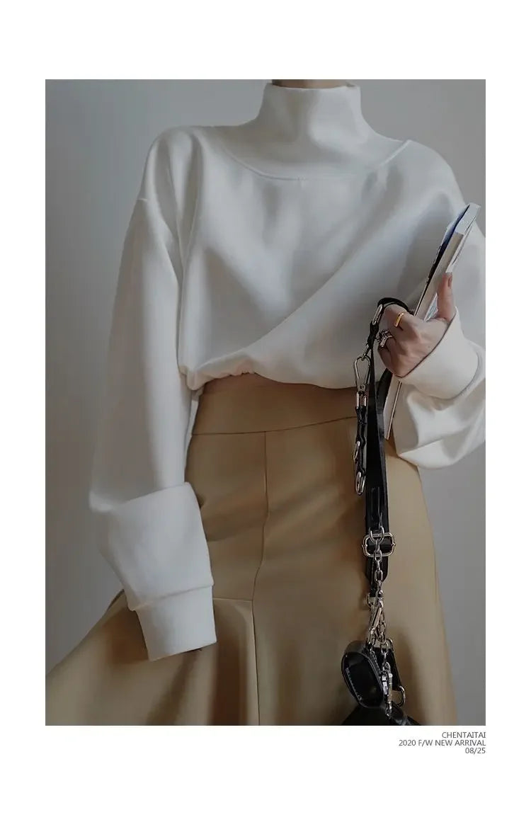 High Collar Long Loose Sleeve Top