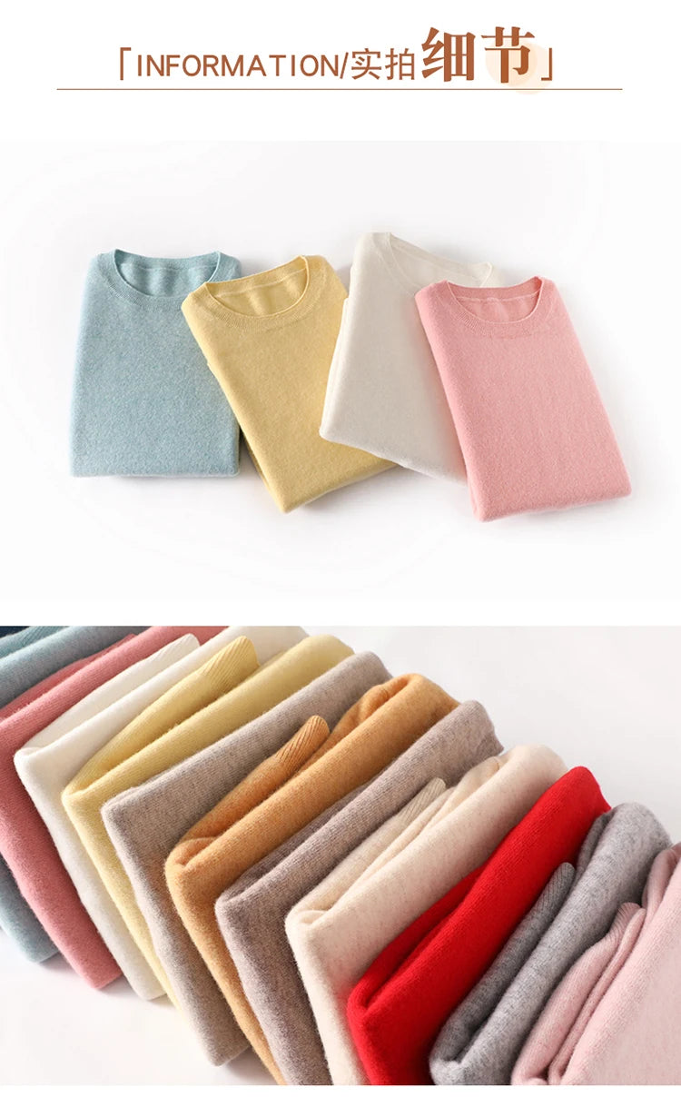 Cashmere Crew Neck Pullover Knit Sweater
