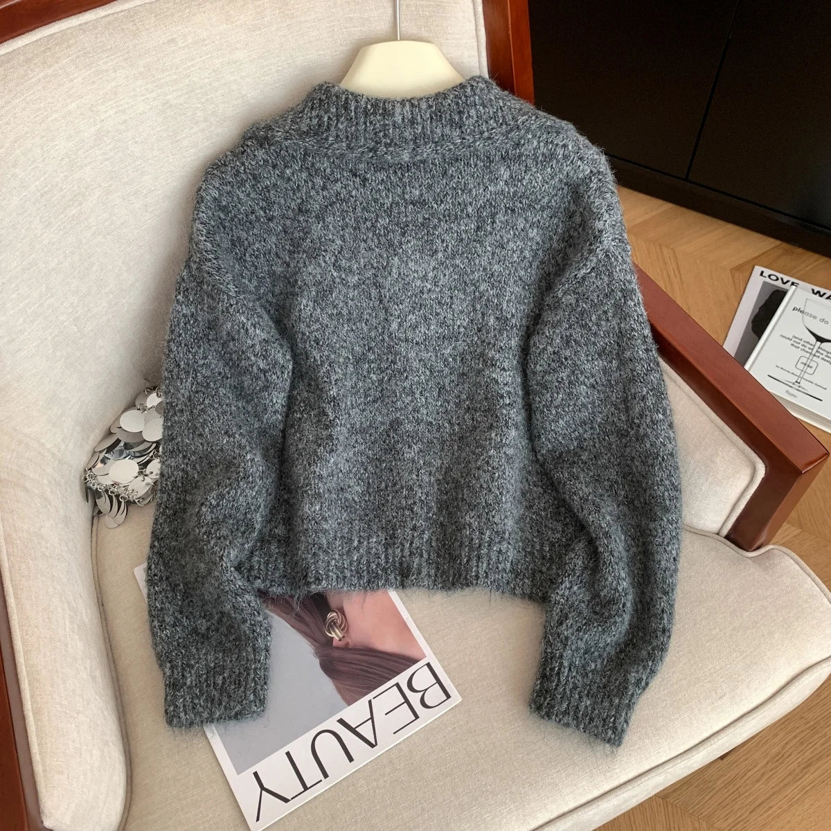 Turtleneck Cardigan Sweater