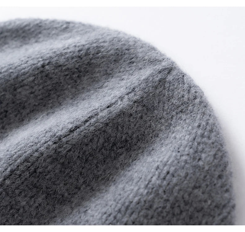100% Cashmere Knitted Hat with Ear Protection