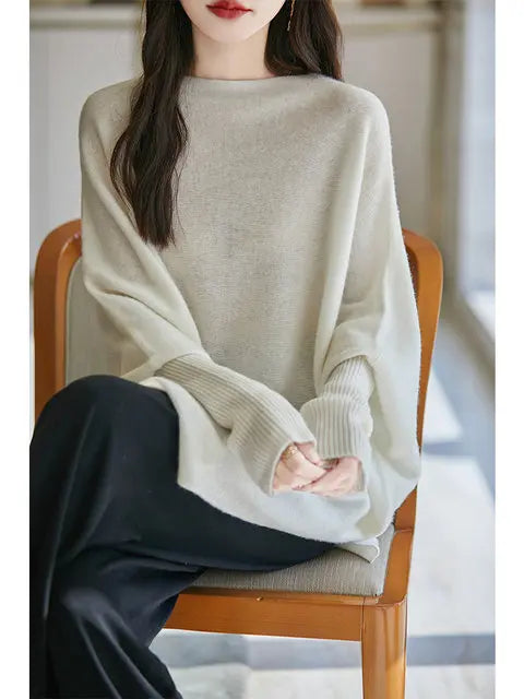 100% Merino Wool Triangle, Boat Neck Pullover Sweater