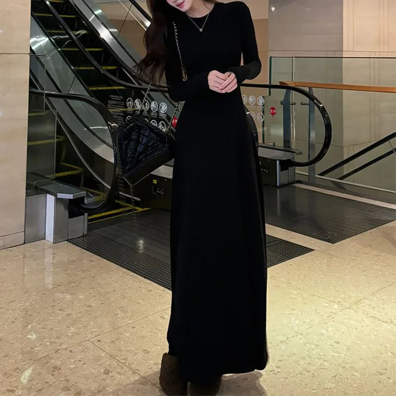 Solid Long Sleeve Corset Dress