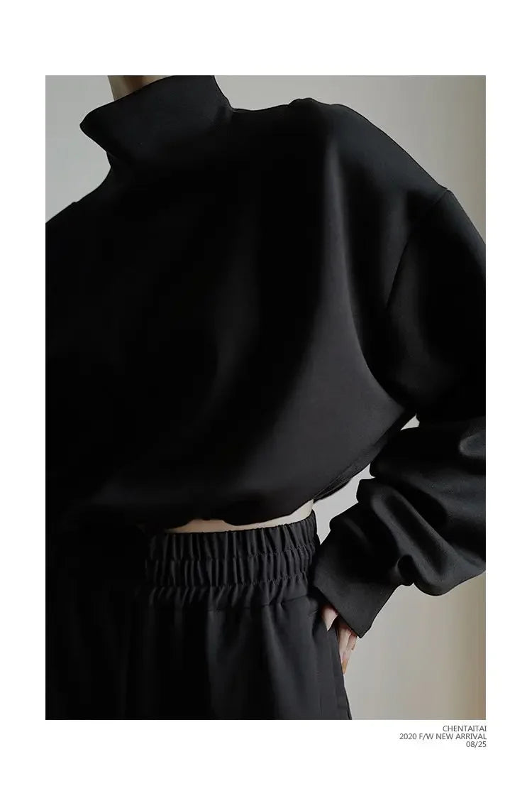 High Collar Long Loose Sleeve Top