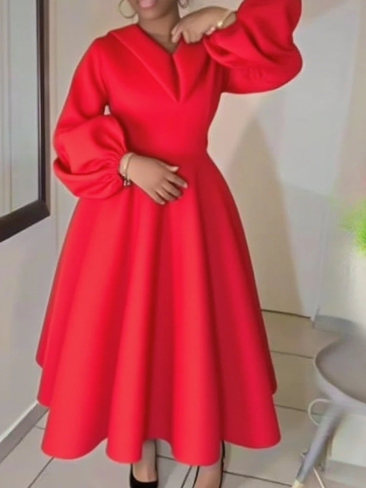 Stylish African Lantern Sleeve Dress