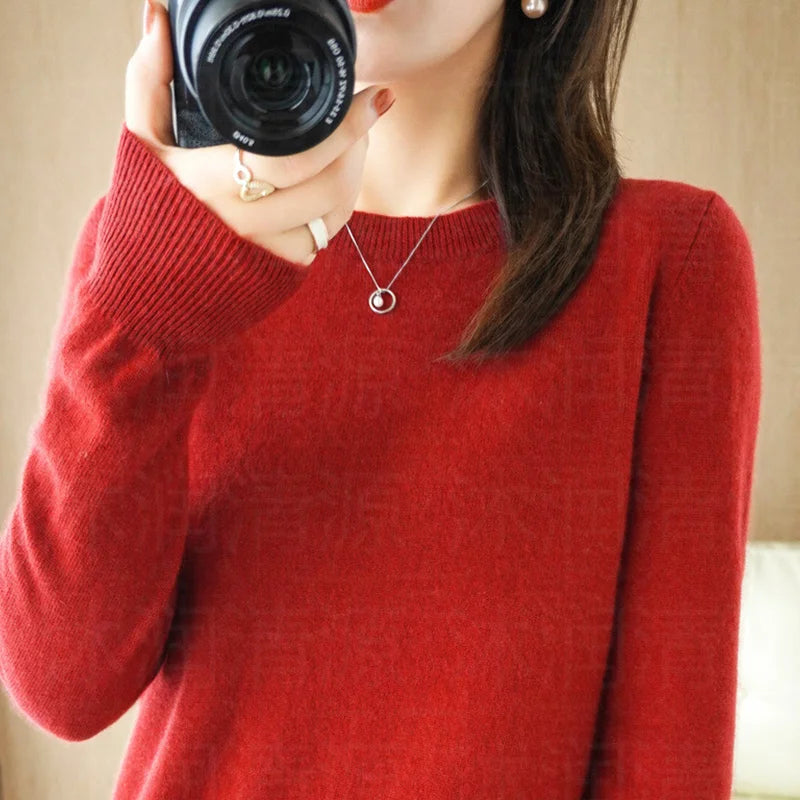 Cashmere Crew Neck Pullover Knit Sweater