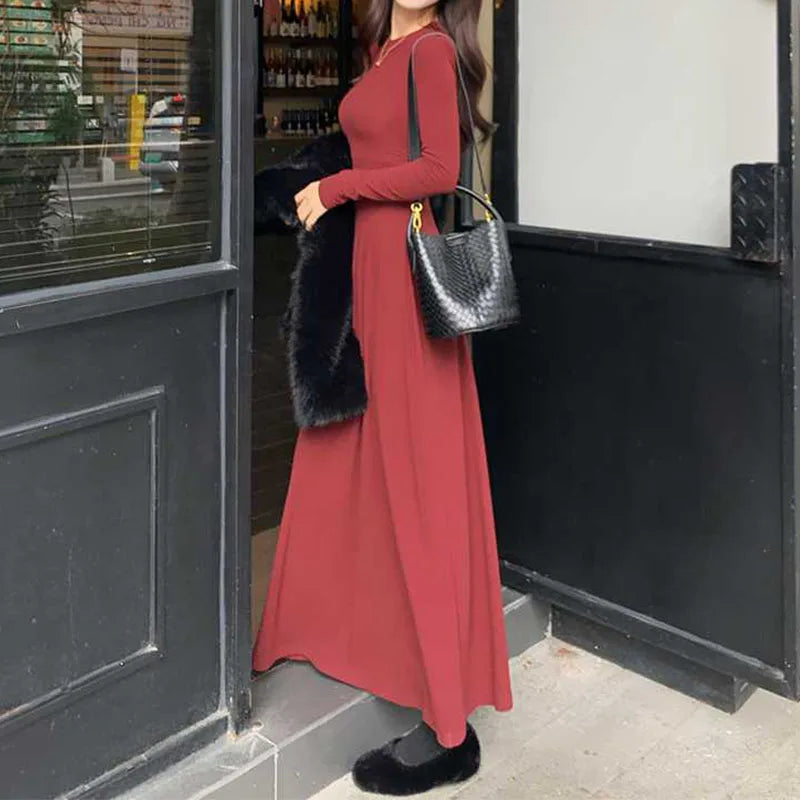 Solid Long Sleeve Corset Dress